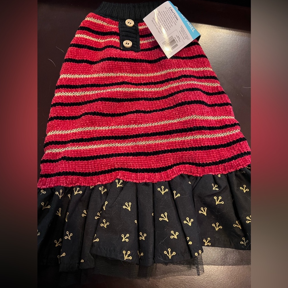 Frisco Chenille Knit Striped Dog & Cat Dress, Medium